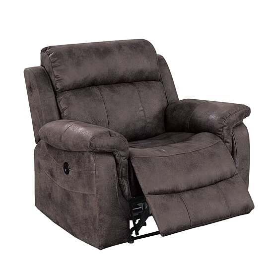 Saltoro Sherpi 40 Inch Leatherette Power Recliner with Tufted De
